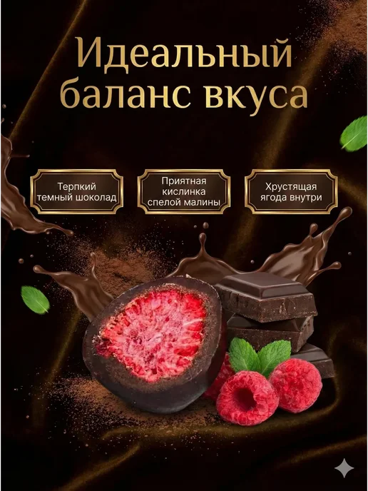 ABCNUTS Малина «NATURAL» в темной шоколадной глазури 100 гр, 250 г, фото 2