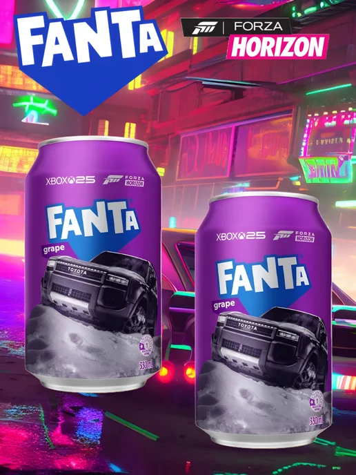 Fanta Forza Horizon Grape, Фанта виноград, 2 банки, 355 мл, 2 шт