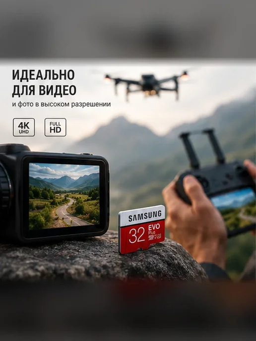 АнтониоБренд Карта памяти micro sd объёмом 32 ГБ «Самсунг», 32 ГБ, фото 2