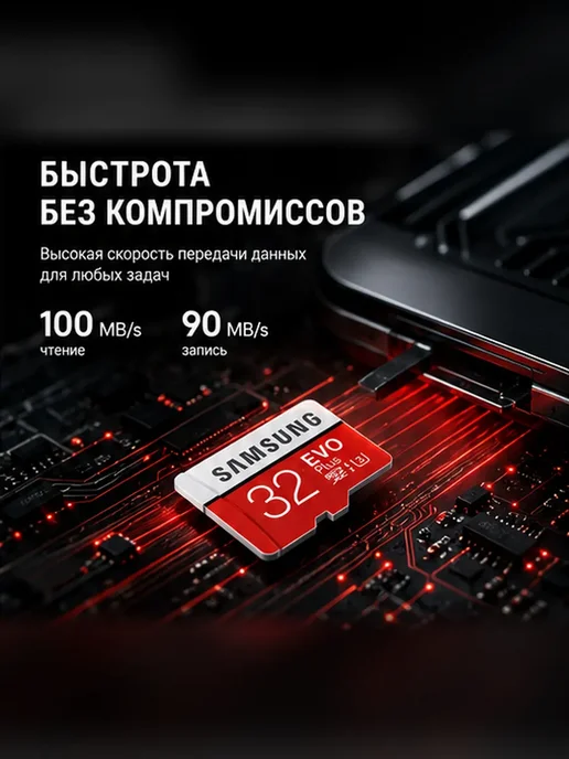 АнтониоБренд Карта памяти micro sd объёмом 32 ГБ «Самсунг», 32 ГБ, фото 3