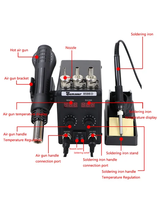 Sumsour 8586D 2-в-1 паяльная станция, мощный набор для ремонта телеф…, вариант, фото 3
