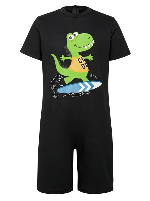 TiaoBug Комбинезон с коротким рукавом и принтом мультяшного динозавр…, черный, фото 5