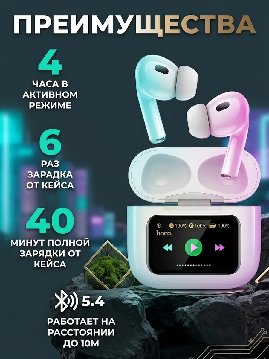 Наушники беспроводные с микрофоном Hoco EW72 — фото 5
