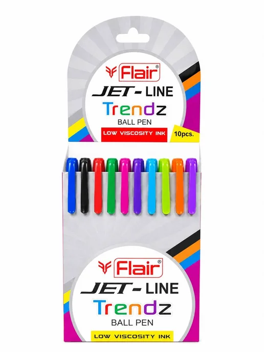 мирамиканц01 Цветные шариковые ручки Flair 10 цветов, 10 цв., фото 4