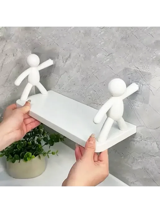СОВА 3 Полка настенная без сверления для ванной и кухни, белый, фото 6