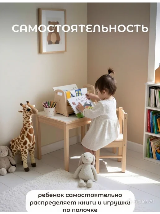 МногоДерева Стеллаж для книг Монтессори детский, бежевый, фото 2