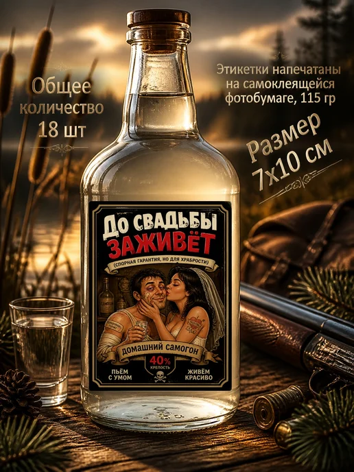 Крафтовые дизайнерские этикетки (самоклеящиеся) на самогон, черный, фото 8