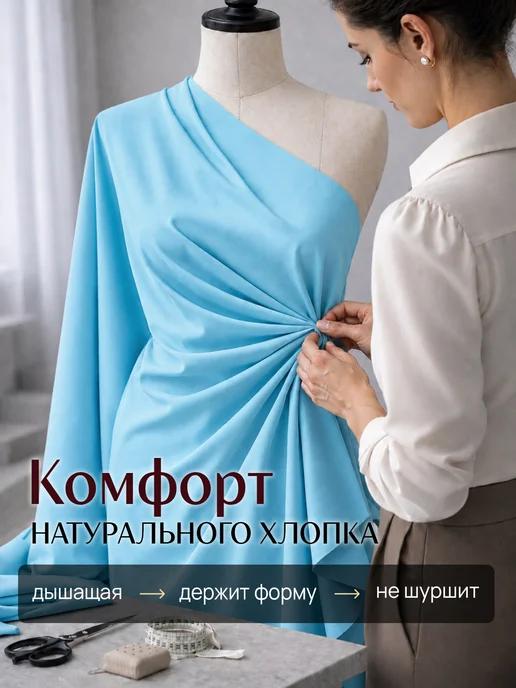 НИТЕКА Джинсовая ткань джинса хлопок 100%, голубой, фото 2