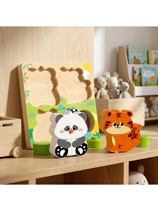 Развивающие пазлы для малышей, деревянные кубики 1-3 года, вариант, фото 4