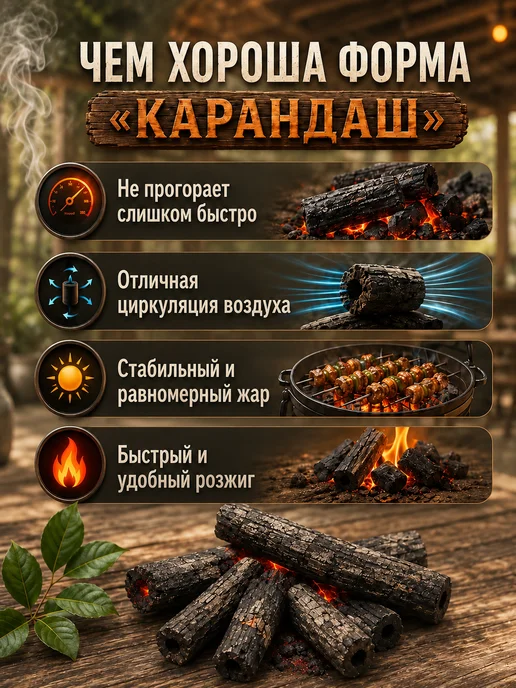 Уголь древесный березовый для мангала 10 кг, 10 кг, фото 3