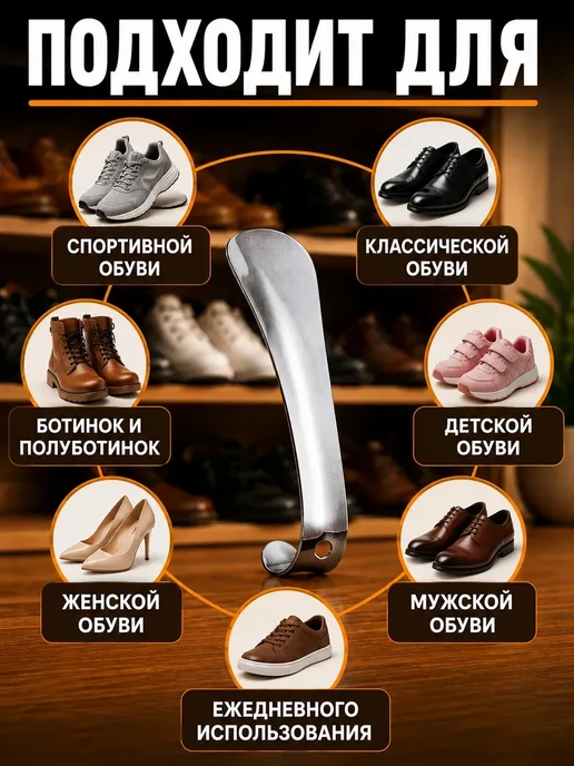 Шик+ Ложка для обуви металлическая 15см*, серый, фото 3