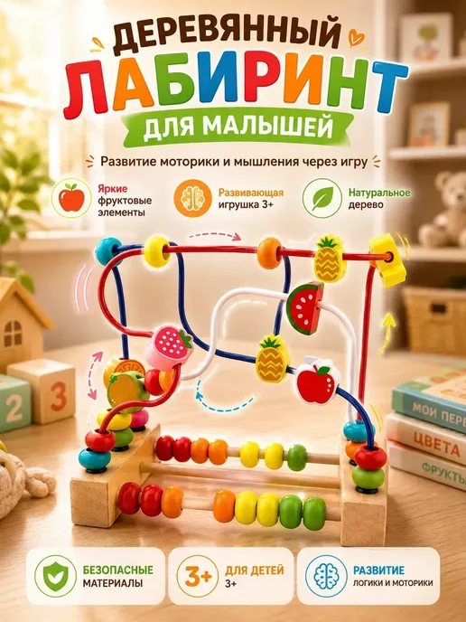 АР1704 Деревянный лабиринт для малышей развивающая игрушка 3+, вариант