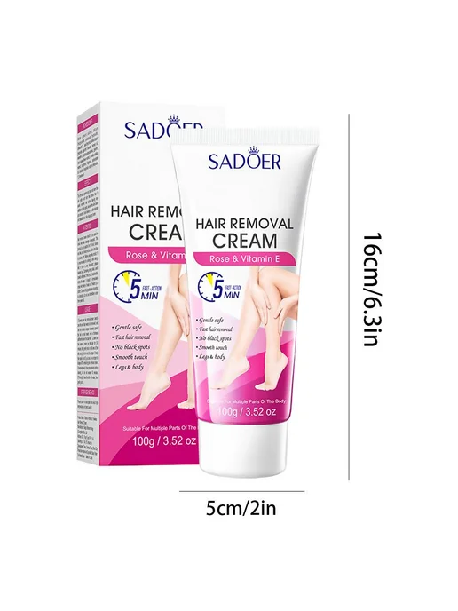 Крем для ДЕПИЛЯЦИИ с лопаточкой 100ml SADOER Удаляет, 100 мл, фото 2