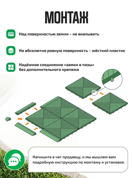 Альта-Профиль Боковой элемент обрамления с замками и с пазами Зеленый 4 шт, 4 шт, фото 2
