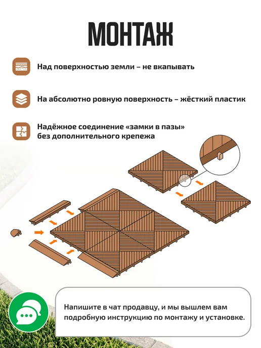 Альта-Профиль Боковой элемент обрамления с замками и с пазами Зеленый 4 шт, коричневый, фото 2