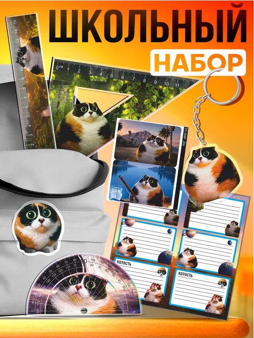 Стикер Джой Набор канцелярии для школы мем Мелстрой котость, черный