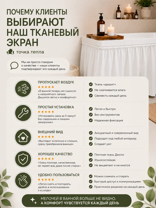 COSA PER LA CASA Экран под ванну тканевый 170х60 серый на липучке, 170x50, фото 4