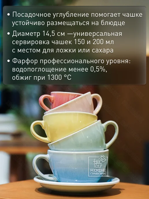 LOVERAMICS Блюдце под чашки 150 и 200 мл Egg, 14,5 см, фарфор, Ice Blue, 200 мл, фото 2