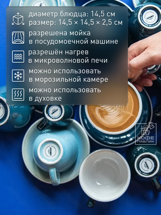 LOVERAMICS Блюдце под чашки 150 и 200 мл Egg, 14,5 см, фарфор, Ice Blue, 200 мл, фото 4