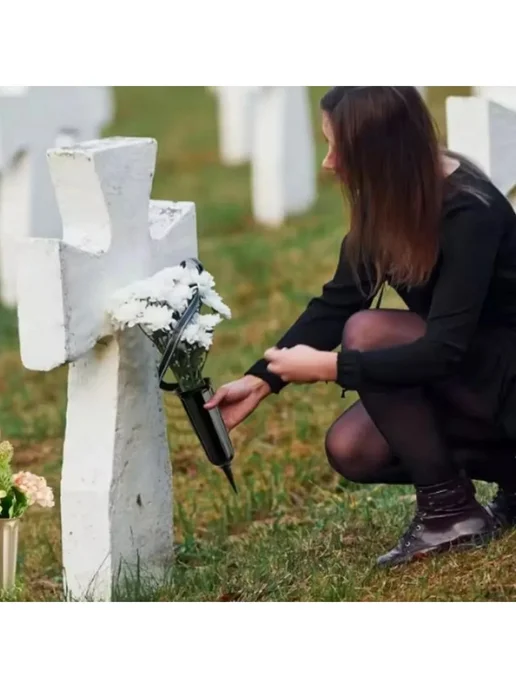 Ваза ритуальная на кладбище черная пластиковая 35 см 2 шт, 2 шт, фото 3