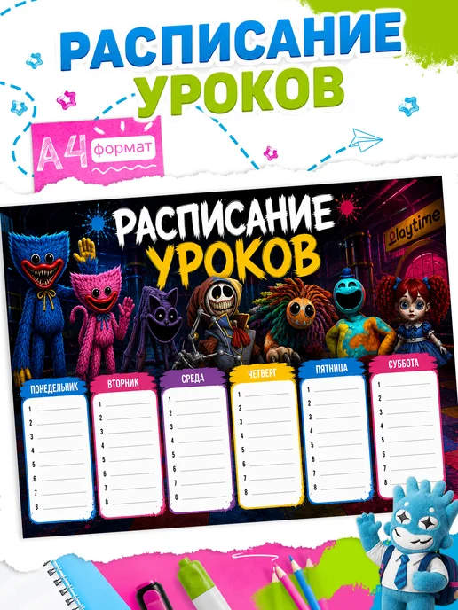 Стико Школьное расписание уроков Poppy playtime 5, синий
