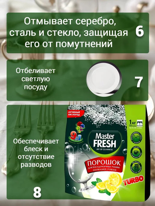 Порошок для посудомоечных машин с ароматом лимона 1 кг, 1 кг, фото 5