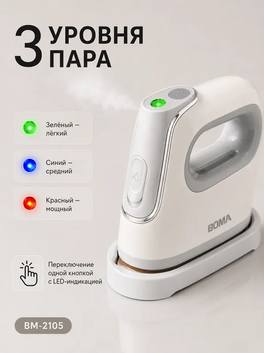 VELGIO Паровой утюг отпариватель ручной для одежды и дома, дорожный, белый, фото 6