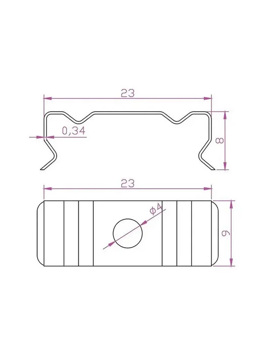Клипса крепежная T5 23x8 мм, металлическая, 10 шт, 23x08 мм, 10 шт, фото 3