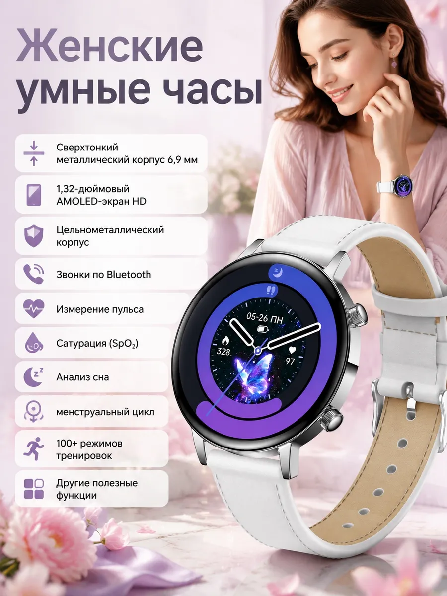 Samsung Женские умные часы минимализм пульс SpO2 спорт звонки