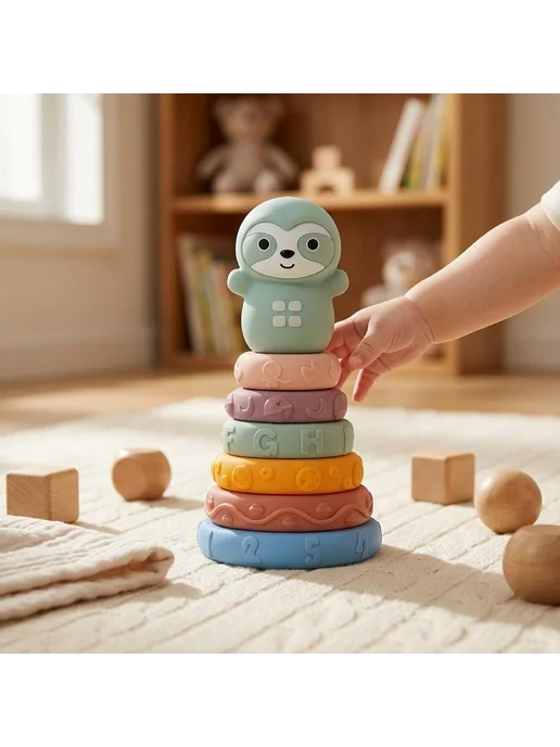 Развивающая игрушка-пирамидка, мягкие рельефные кубики, вариант