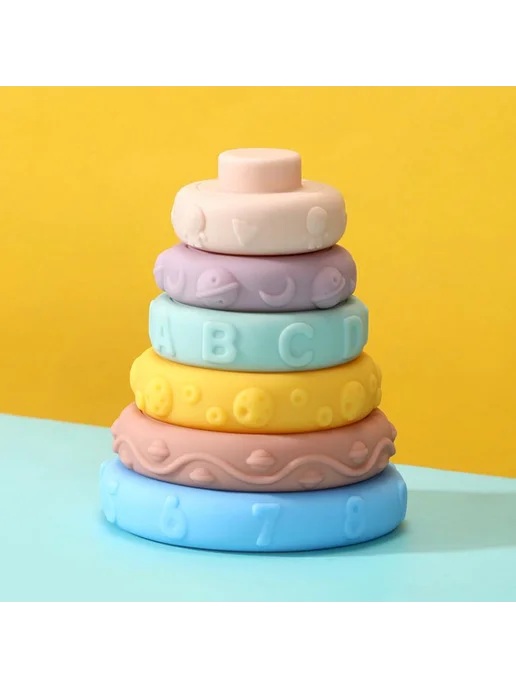 Развивающая игрушка-пирамидка, мягкие рельефные кубики, вариант, фото 4