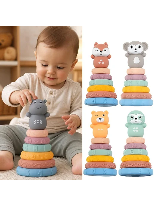 Развивающая игрушка-пирамидка, мягкие рельефные кубики, вариант, фото 7