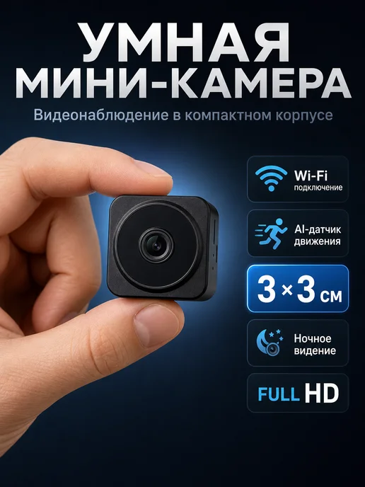 Мини камера видеонаблюдения wifi, черный