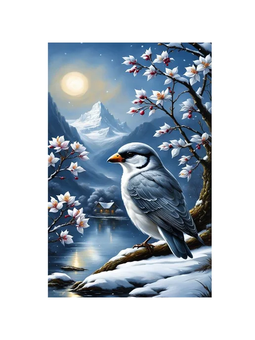 5D полный набор алмазной мозаики с животными в снегу, 40x60с, 40x60, фото 2