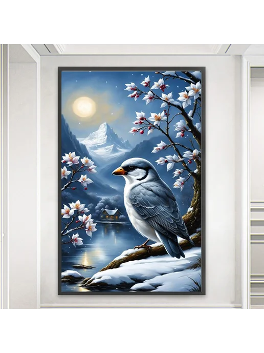 5D полный набор алмазной мозаики с животными в снегу, 40x60с, 40x60, фото 3