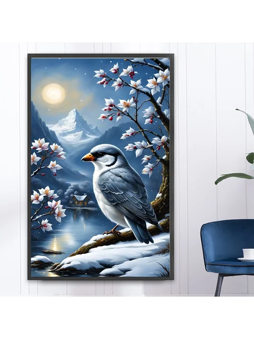 5D полный набор алмазной мозаики с животными в снегу, 40x60с, 40x60, фото 4
