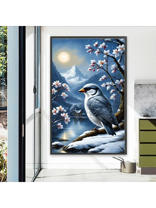 5D полный набор алмазной мозаики с животными в снегу, 40x60с, 40x60, фото 5