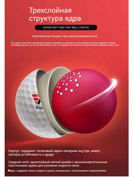 Pro Golf Master PGM Трехъярусный мяч для игры в гольф, белый, фото 8
