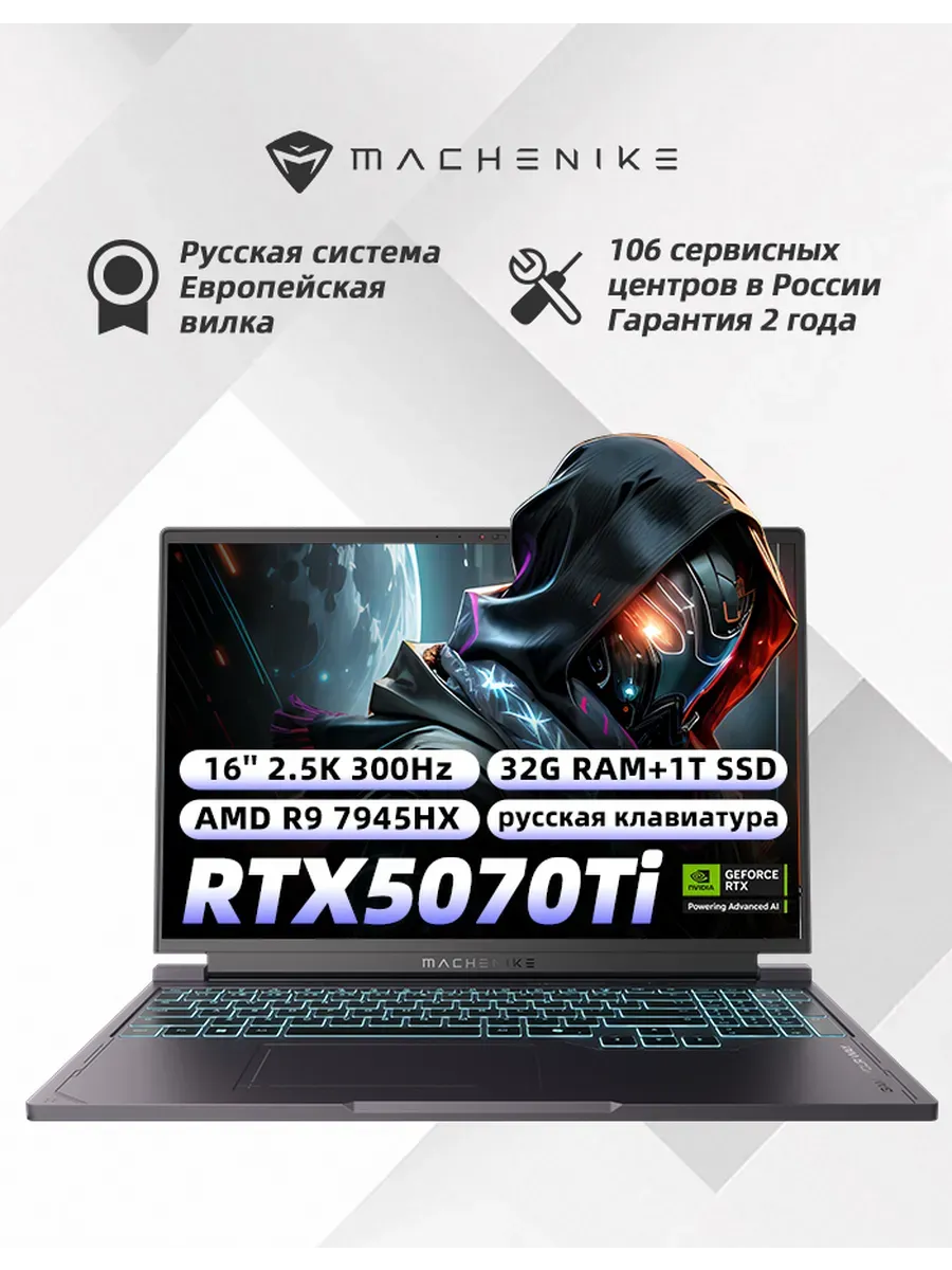 Ноутбук игровой мощный R9-7945HX RTX 5070Ti 32ГБ SSD 1 ТБ