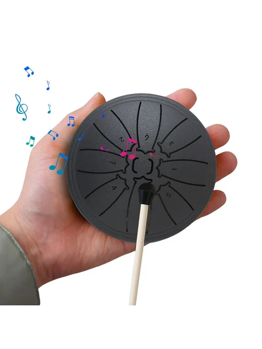 8 нотный Steel Tongue Drum Handpan черный, перкуссионный инс, черный, фото 3