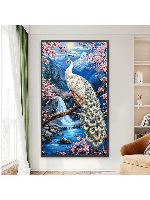 5D алмазная живопись павлин, полный набор, 40x70см, 40x70 см