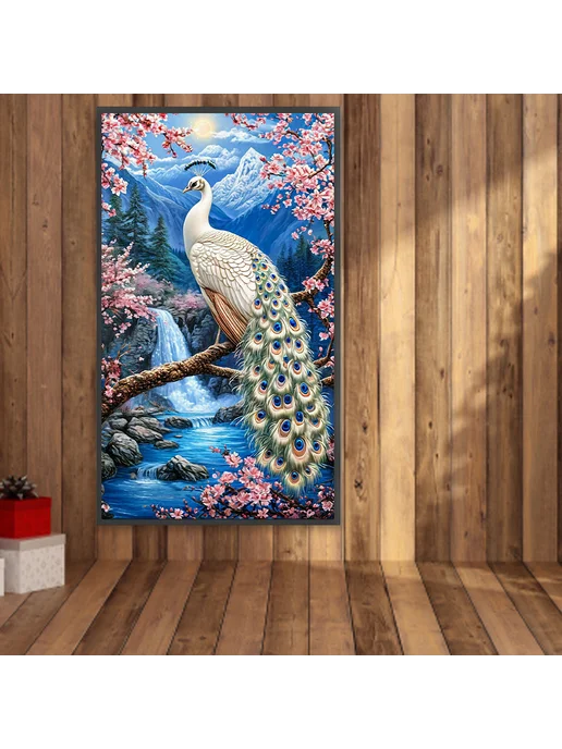 5D алмазная живопись павлин, полный набор, 40x70см, 40x70 см, фото 2