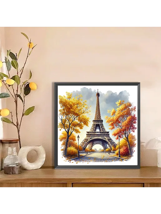 5D алмазная картина полная Eiffel Tower 30x30см для интерьер, 30x30 см, фото 2