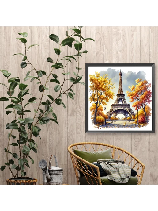 5D алмазная картина полная Eiffel Tower 30x30см для интерьер, 30x30 см, фото 3