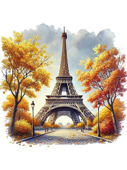5D алмазная картина полная Eiffel Tower 30x30см для интерьер, 30x30 см, фото 4