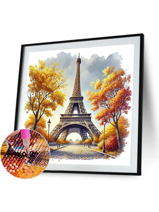 5D алмазная картина полная Eiffel Tower 30x30см для интерьер, 30x30 см, фото 5