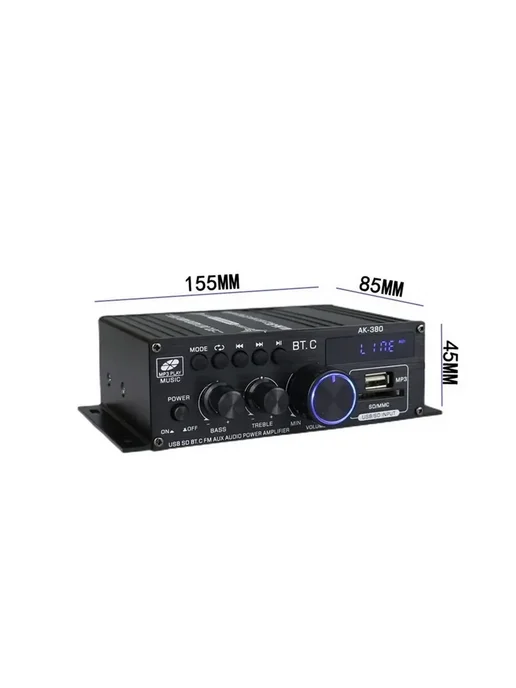Аудио усилитель звука для колонок AK-380 800W 12V 2х канал, 800 Вт, фото 2