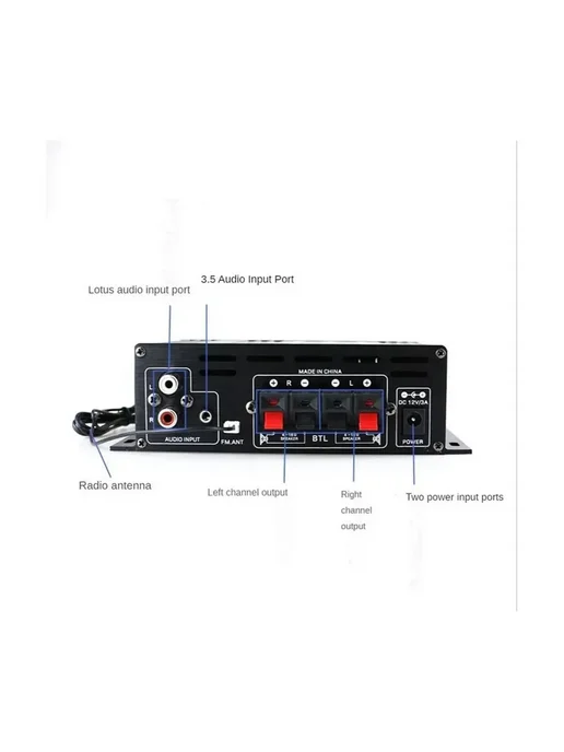 Аудио усилитель звука для колонок AK-380 800W 12V 2х канал, 800 Вт, фото 3