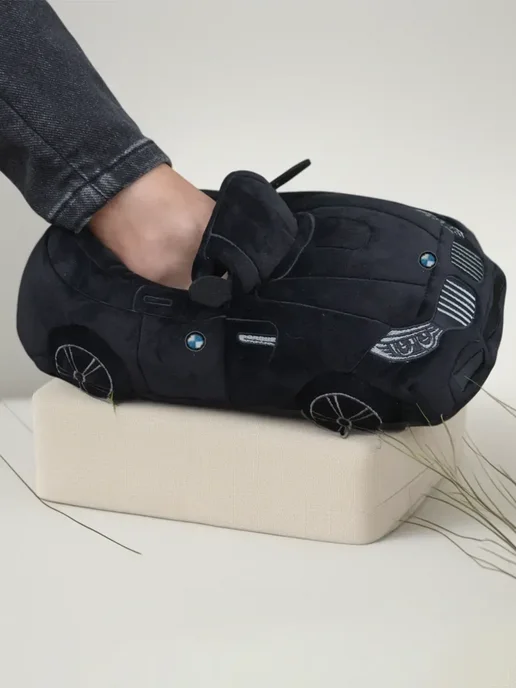 Плюшевые Тапочки BMW домашние, черный, фото 2