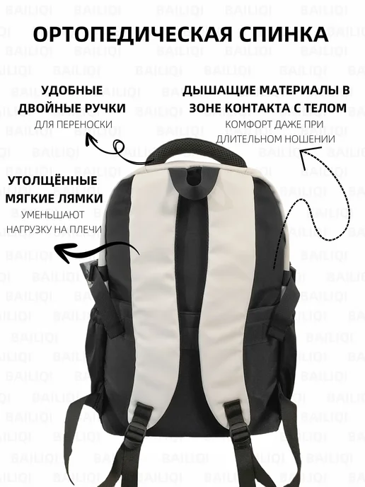 Рюкзак женский мужской, школьный спортивный городской, для подростка, 3 отделения, синий, 46х31х18 см, вариант, фото 5